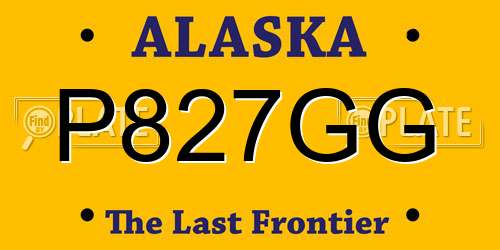 P827GG Alaska License Plate