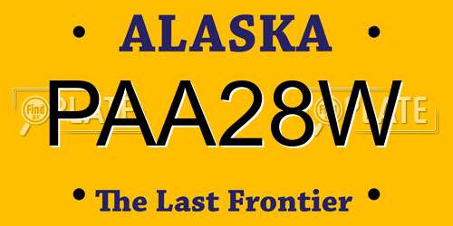 PAA28W Alaska License Plate