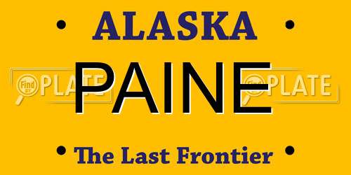 PAINE Alaska License Plate