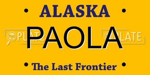 PAOLA Alaska License Plate