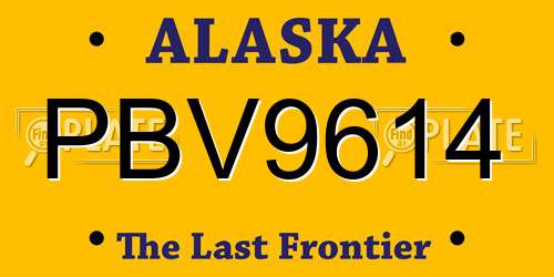 PBV9614 Alaska License Plate