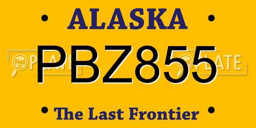 PBZ855 Alaska License Plate