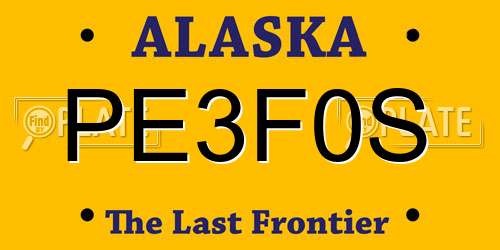 PE3F0S Alaska License Plate