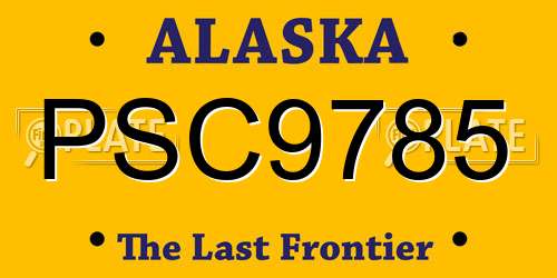 PSC9785 Alaska License Plate