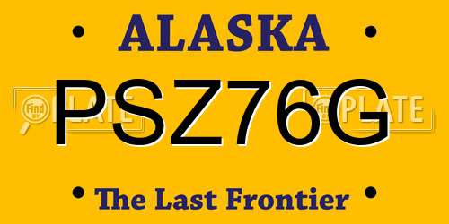 PSZ76G Alaska License Plate