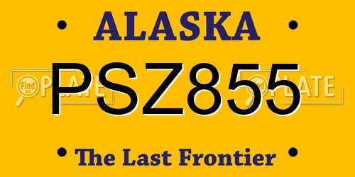 PSZ855 Alaska License Plate