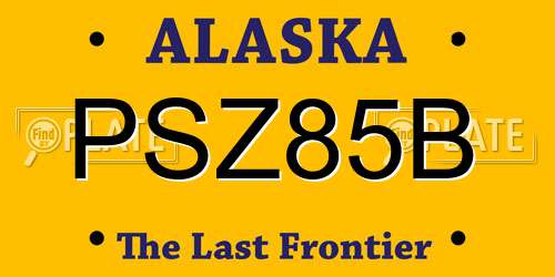 PSZ85B Alaska License Plate