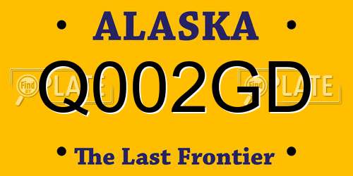 Q002GD Alaska License Plate