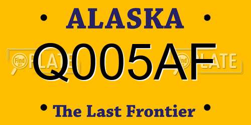 Q005AF Alaska License Plate