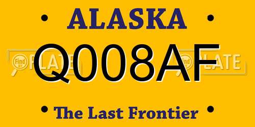 Q008AF Alaska License Plate