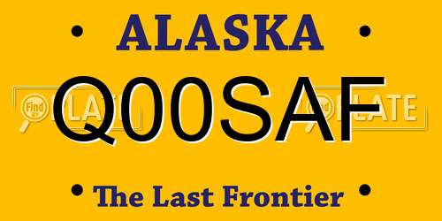 Q00SAF Alaska License Plate