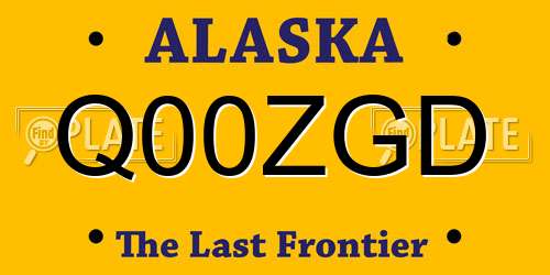 Q00ZGD Alaska License Plate