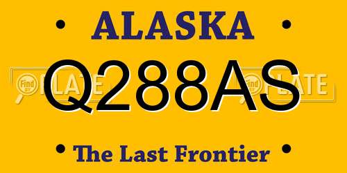 Q288AS Alaska License Plate