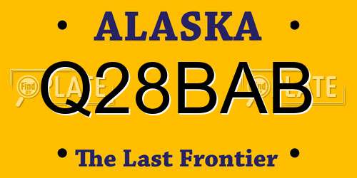 Q28BAB Alaska License Plate