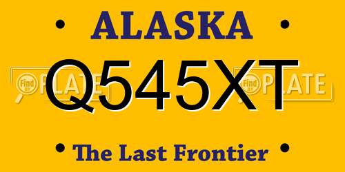 Q545XT Alaska License Plate