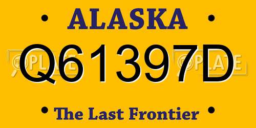 Q61397D Alaska License Plate