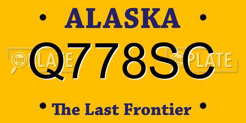 Q778SC Alaska License Plate