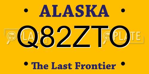 Q82ZTO Alaska License Plate