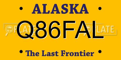 Q86FAL Alaska License Plate