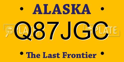 Q87JGC Alaska License Plate