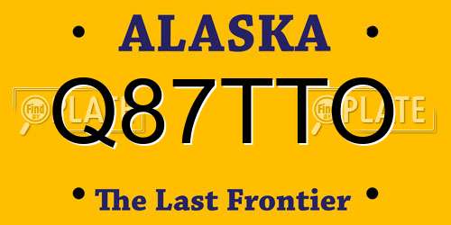 Q87TTO Alaska License Plate