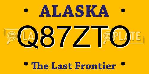 Q87ZTO Alaska License Plate