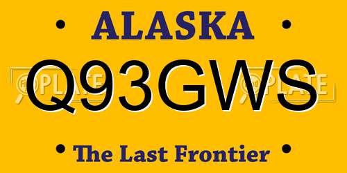 Q93GWS Alaska License Plate