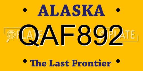 QAF892 Alaska License Plate