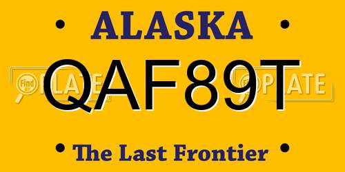 QAF89T Alaska License Plate