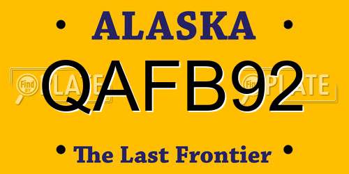 QAFB92 Alaska License Plate