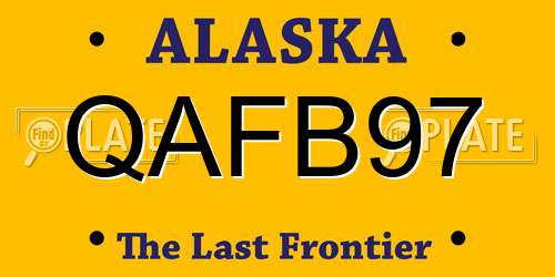 QAFB97 Alaska License Plate