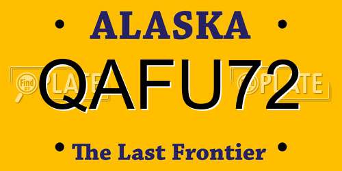 QAFU72 Alaska License Plate