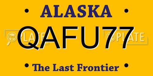 QAFU77 Alaska License Plate