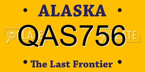 QAS756 Alaska License Plate