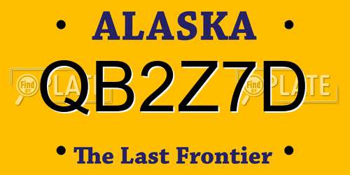 QB2Z7D Alaska License Plate