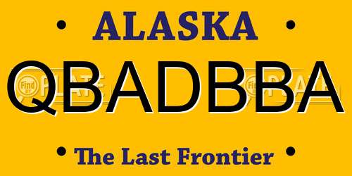 QBADBBA Alaska License Plate