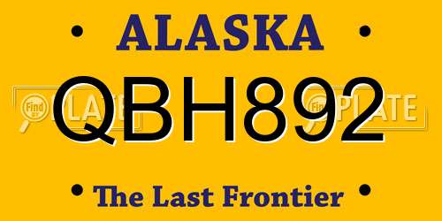 QBH892 Alaska License Plate