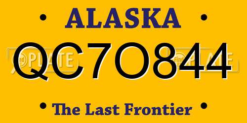 QC7O844 Alaska License Plate