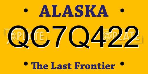 QC7Q422 Alaska License Plate