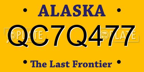 QC7Q477 Alaska License Plate