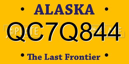 QC7Q844 Alaska License Plate