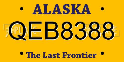 QEB8388 Alaska License Plate