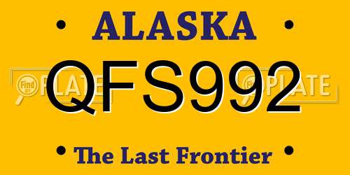 QFS992 Alaska License Plate