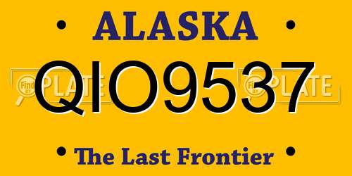 QIO9537 Alaska License Plate