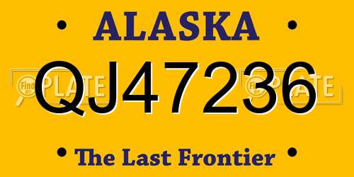 QJ47236 Alaska License Plate