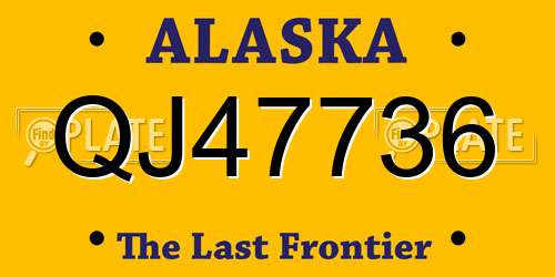 QJ47736 Alaska License Plate