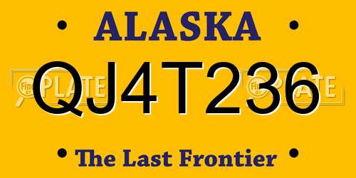 QJ4T236 Alaska License Plate