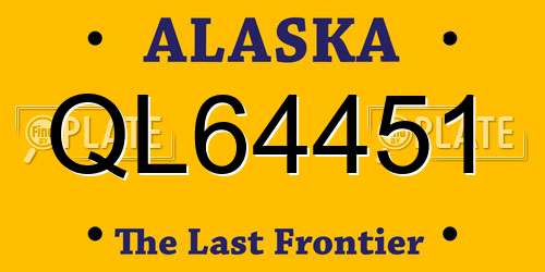 QL64451 Alaska License Plate