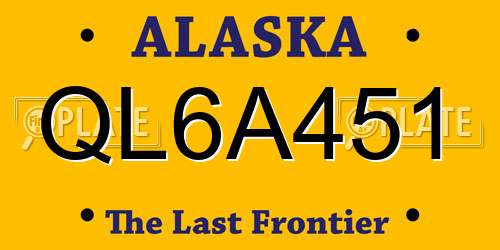 QL6A451 Alaska License Plate