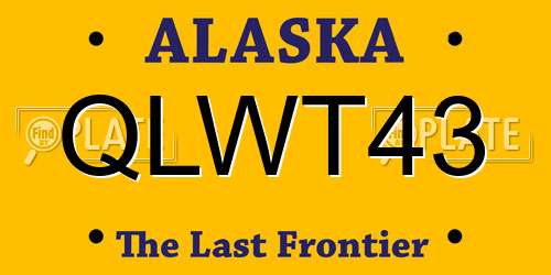 QLWT43 Alaska License Plate